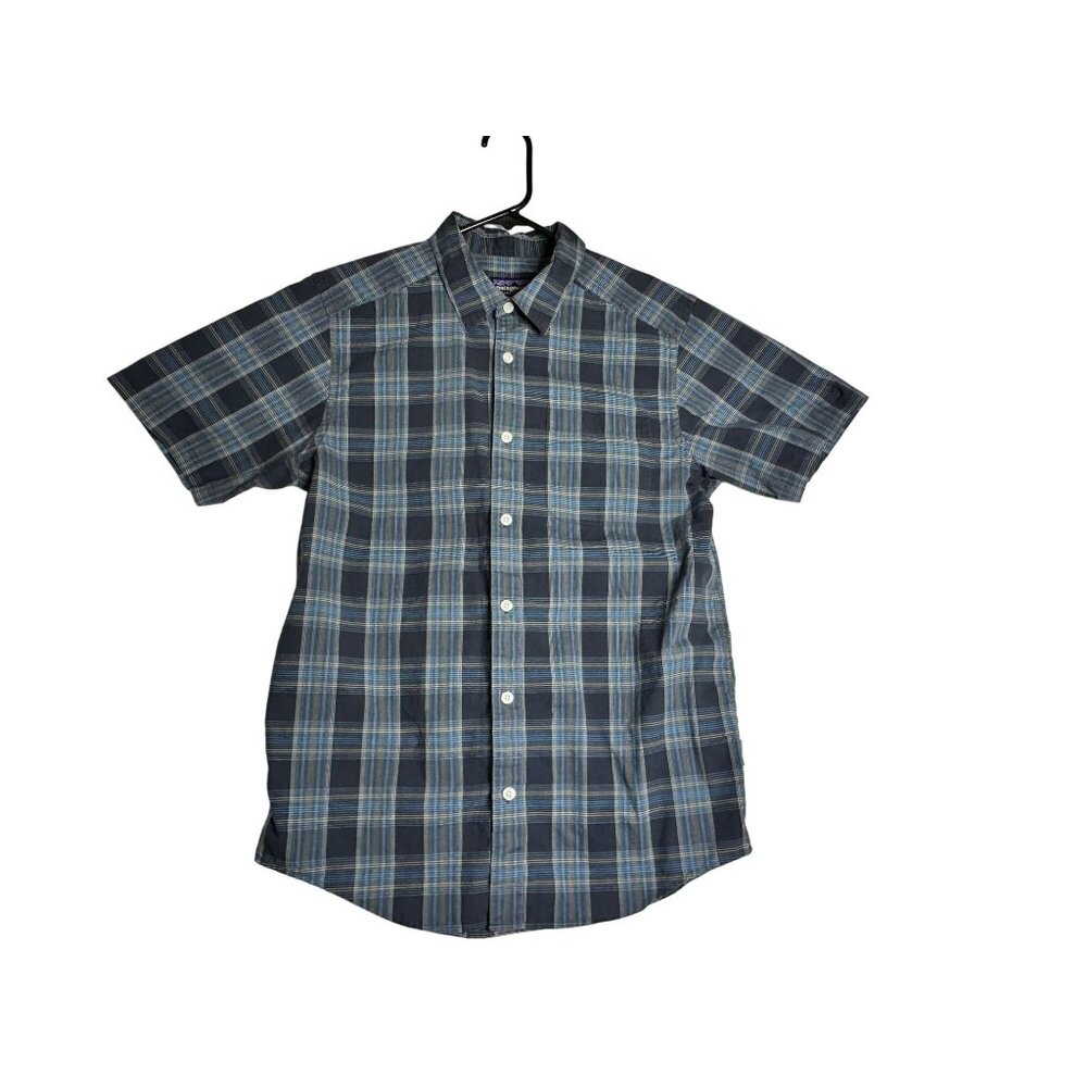 Patagonia Short Sleeve Button Down Blue Paid Shirt Mens Small